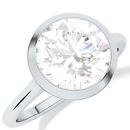 Round Cut 2.85 Carat Moissanite Ring - Solitaire Setting in Gold