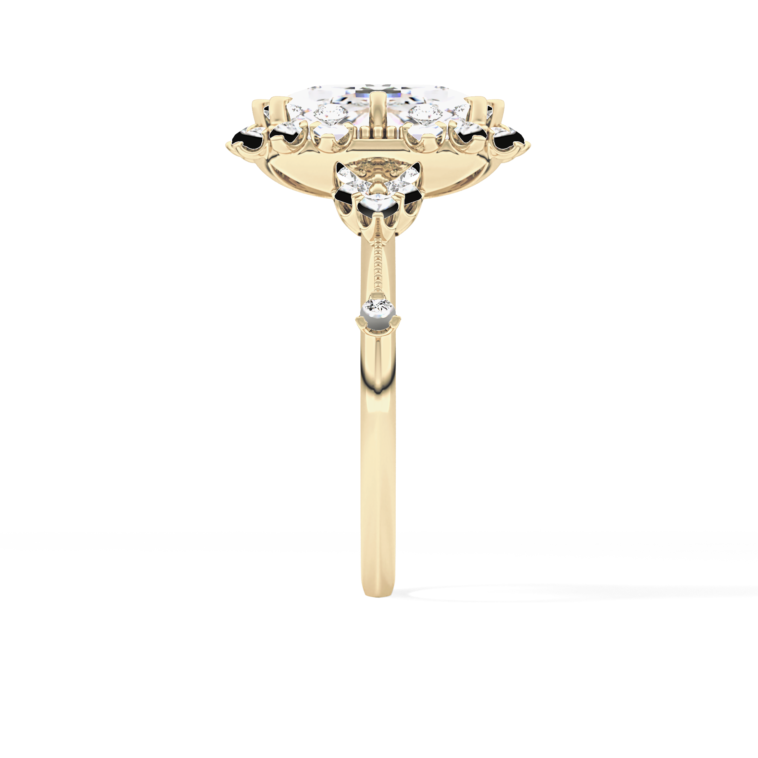 Cushion Cut 4.05 Carat Moissanite Ring – Halo Setting in Gold