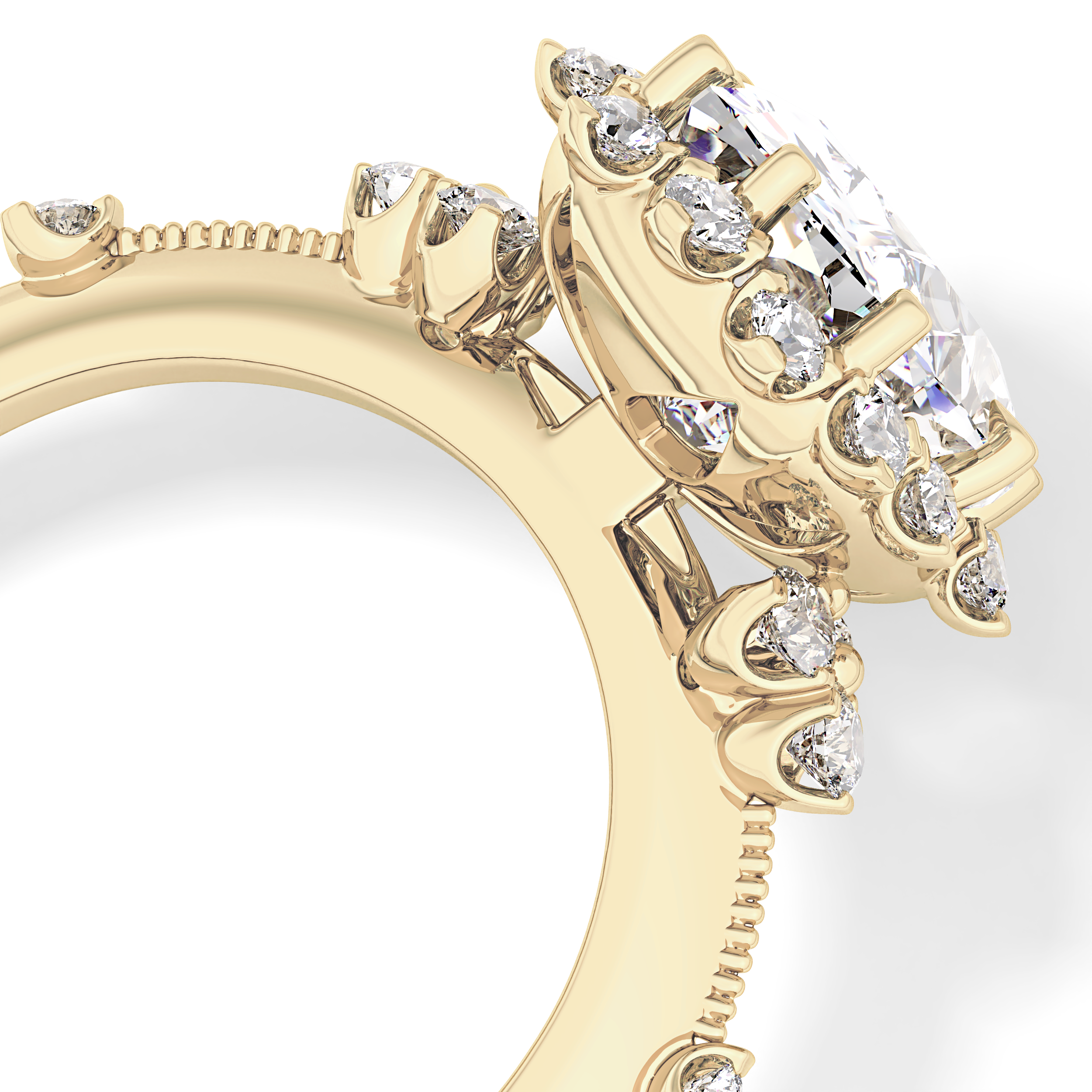 Cushion Cut 4.05 Carat Moissanite Ring – Halo Setting in Gold