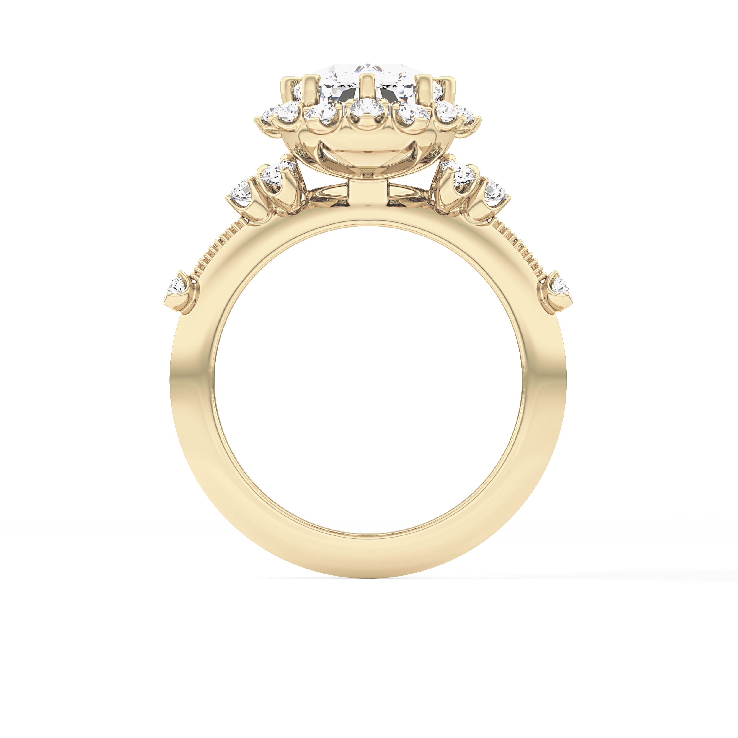 Cushion Cut 4.05 Carat Moissanite Ring – Halo Setting in Gold