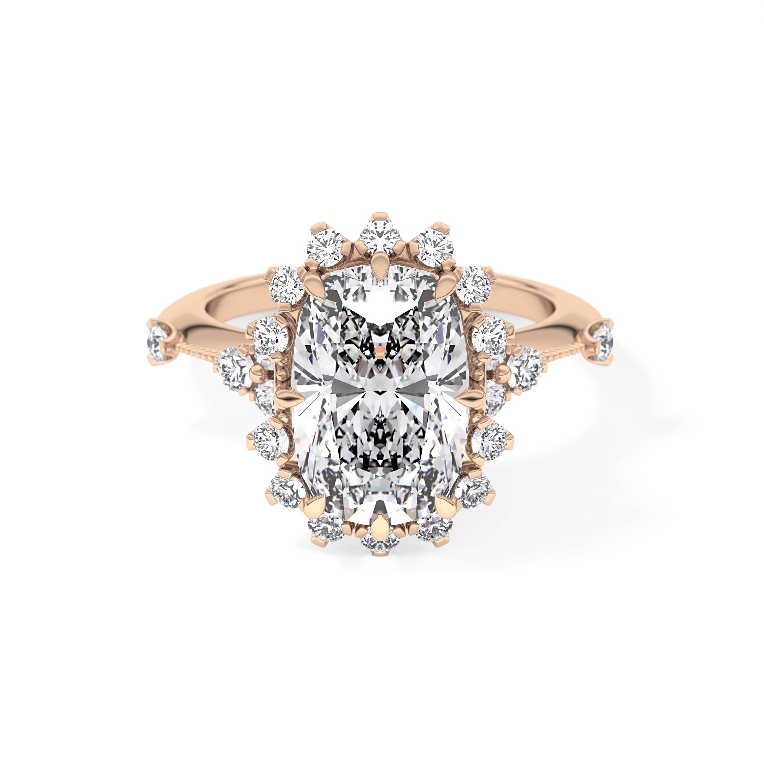 Cushion Cut 4.05 Carat Moissanite Ring – Halo Setting in Gold