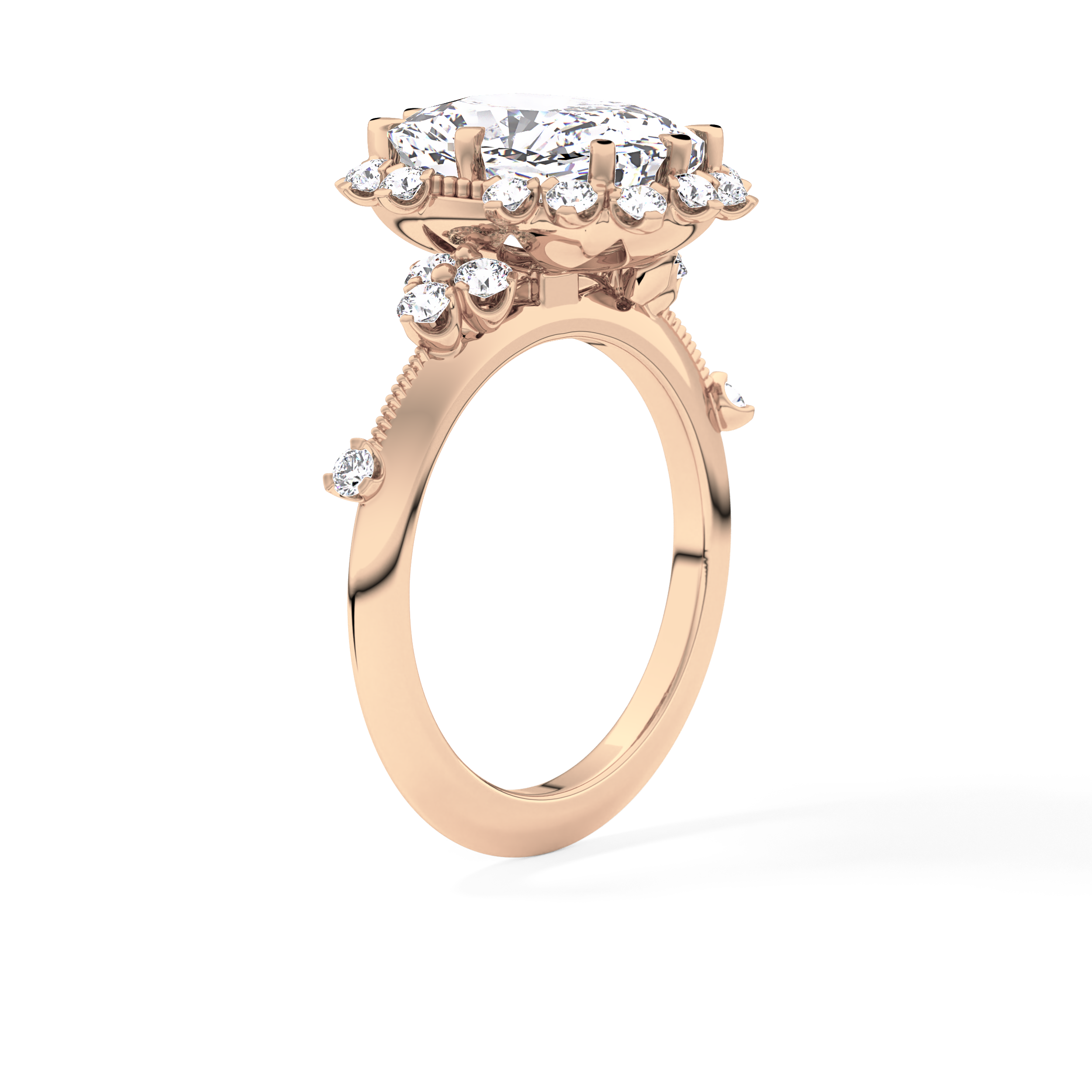 Cushion Cut 4.05 Carat Moissanite Ring – Halo Setting in Gold