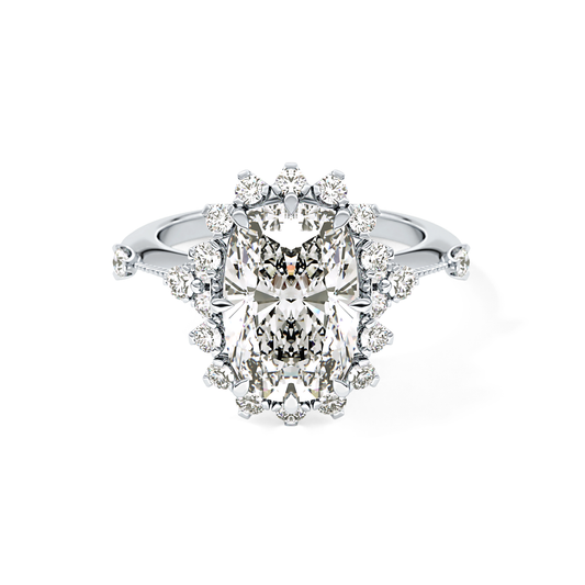 Cushion Cut 4.05 Carat Moissanite Ring – Halo Setting in Gold