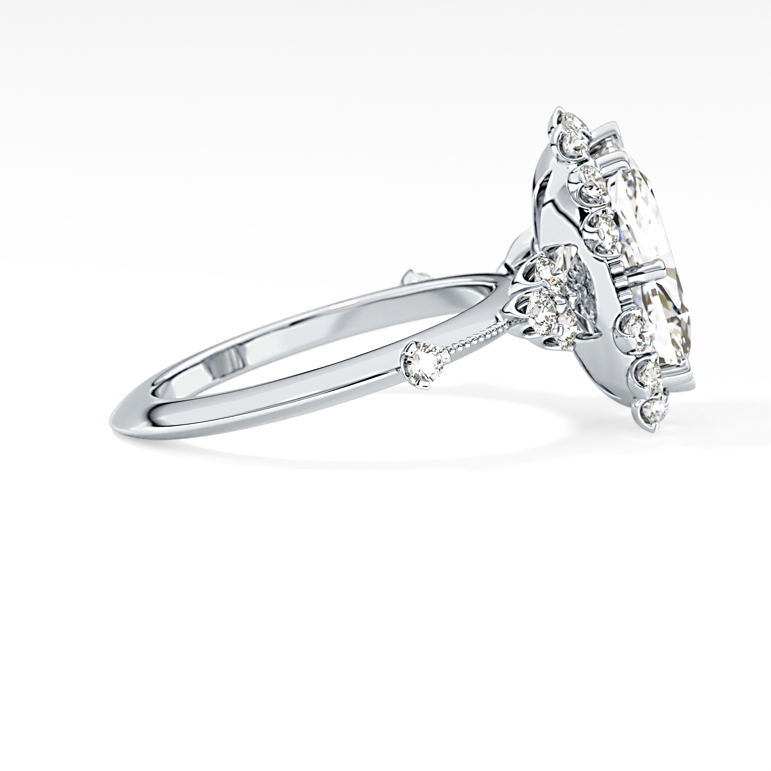 Cushion Cut 4.05 Carat Moissanite Ring – Halo Setting in Gold