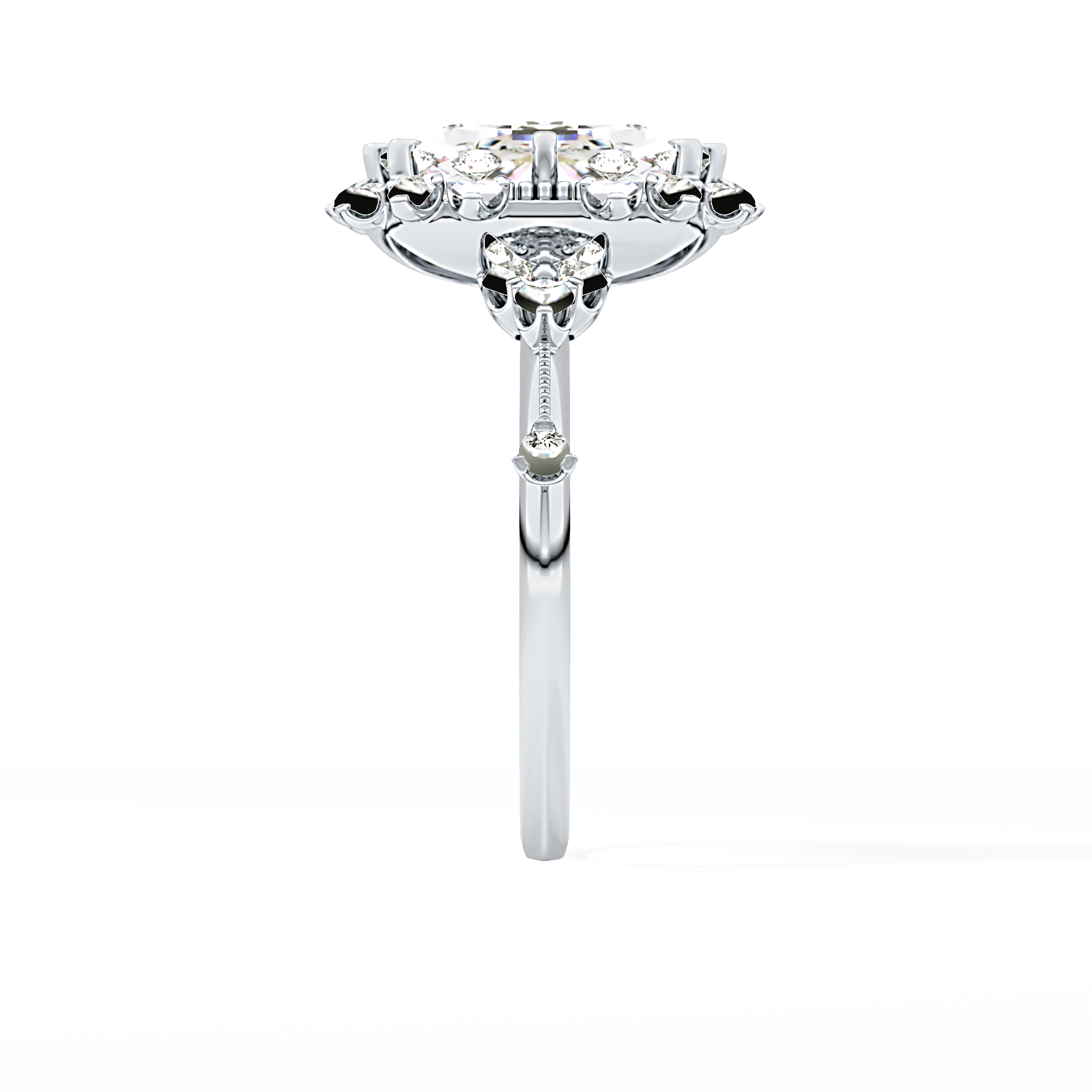 Cushion Cut 4.05 Carat Moissanite Ring – Halo Setting in Gold
