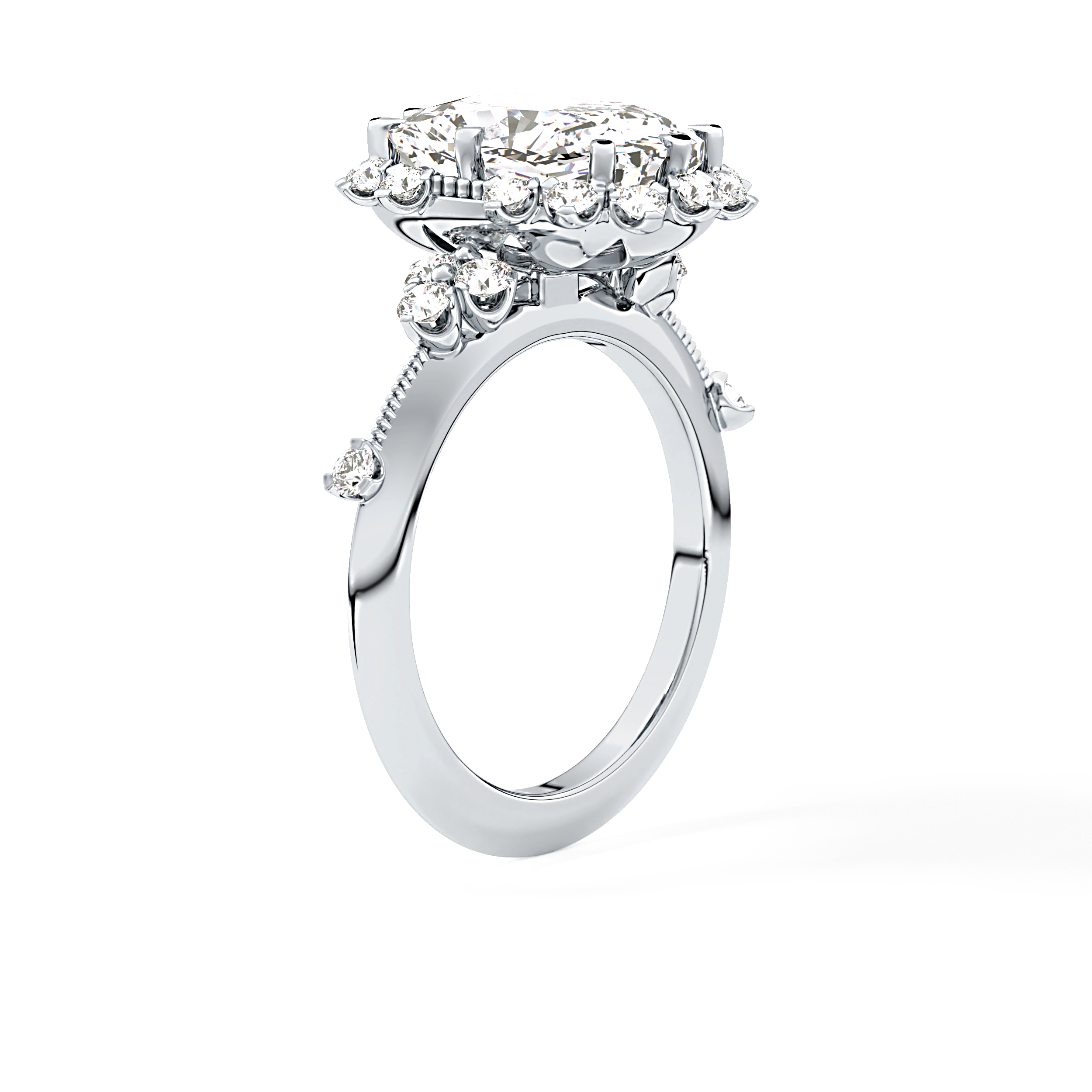 Cushion Cut 4.05 Carat Moissanite Ring – Halo Setting in Gold