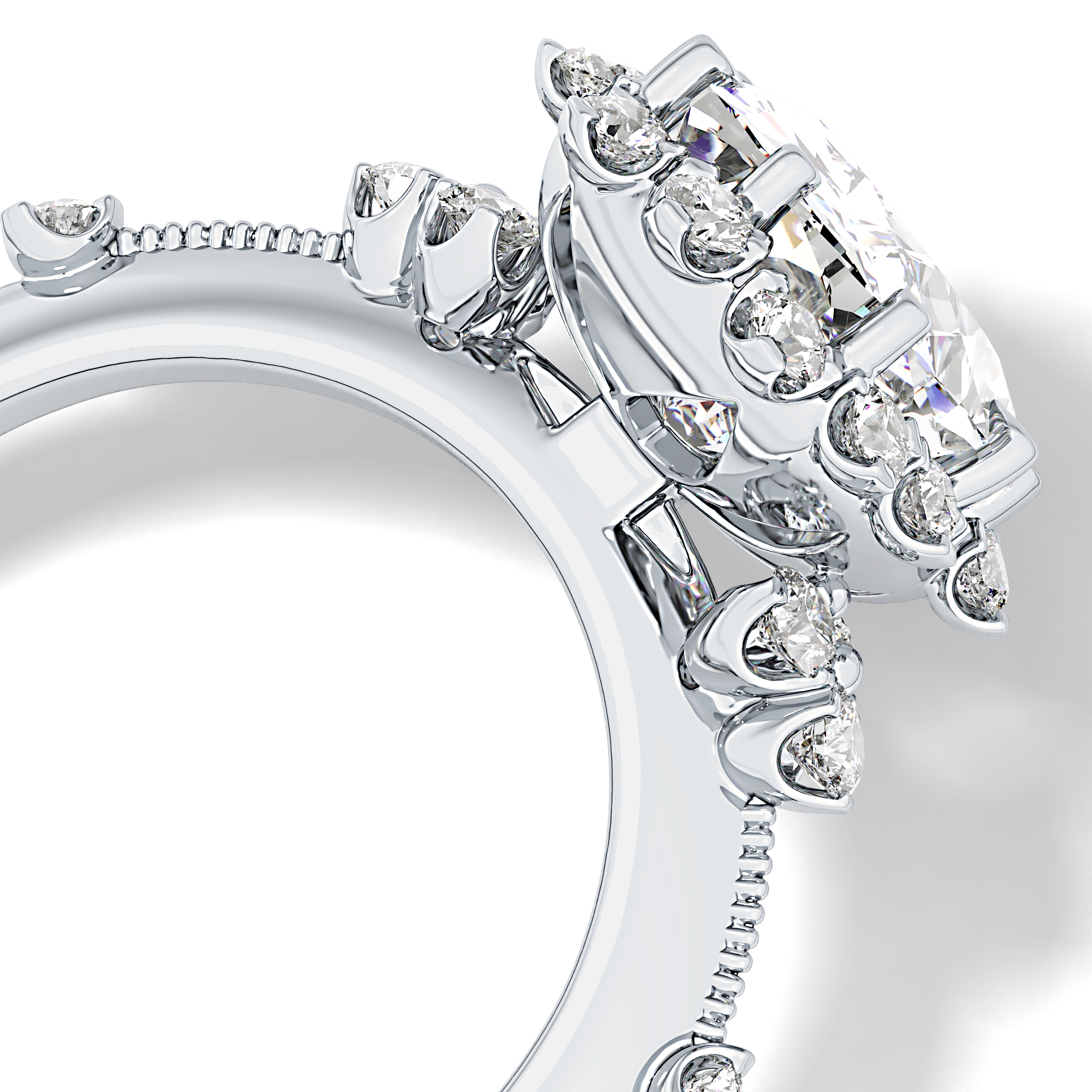 Cushion Cut 4.05 Carat Moissanite Ring – Halo Setting in Gold
