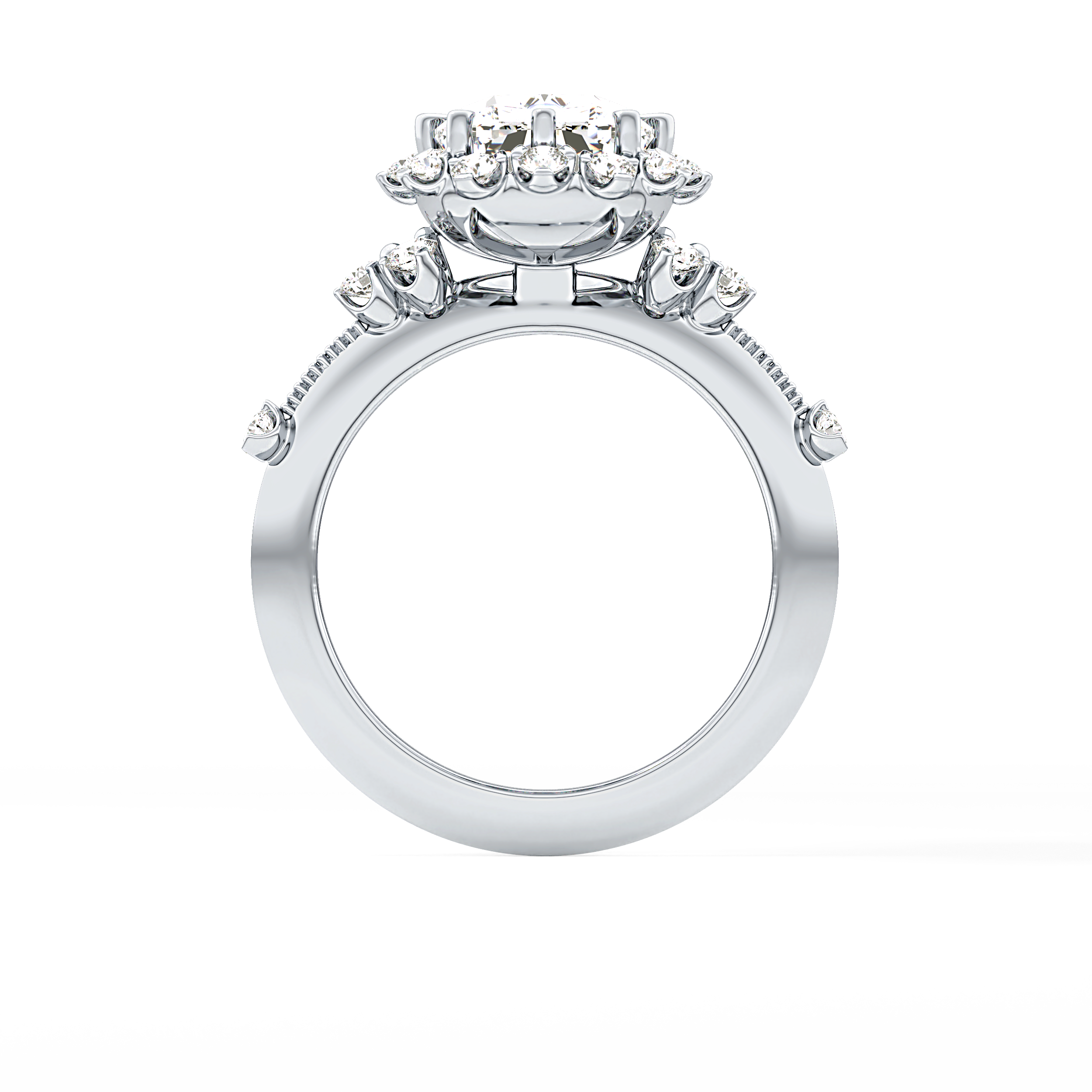 Cushion Cut 4.05 Carat Moissanite Ring – Halo Setting in Gold