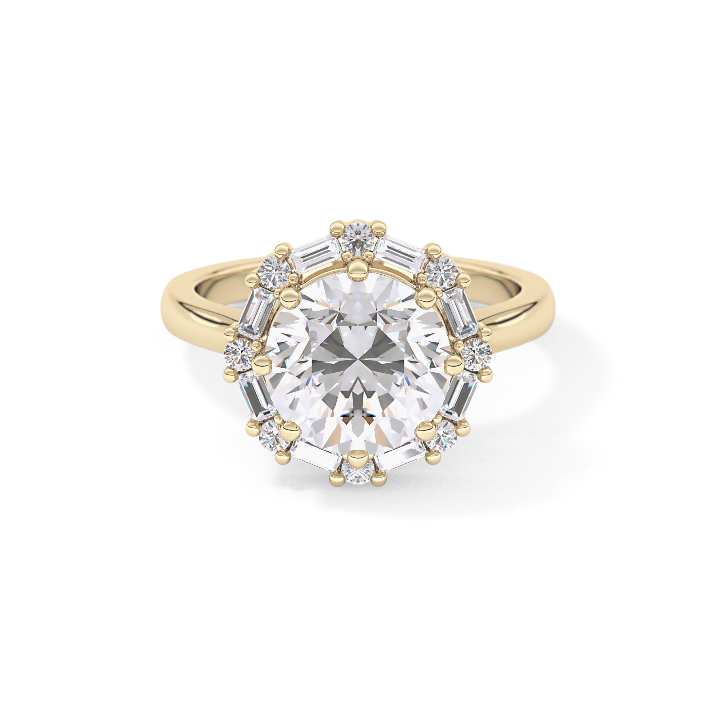 Round Cut 3.16 Carat Moissanite Ring – Halo Setting in Gold