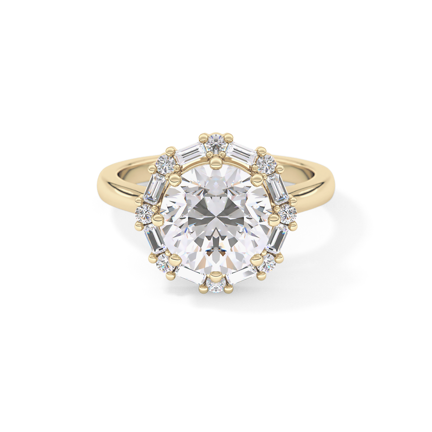 Round Cut 3.16 Carat Moissanite Ring – Halo Setting in Gold