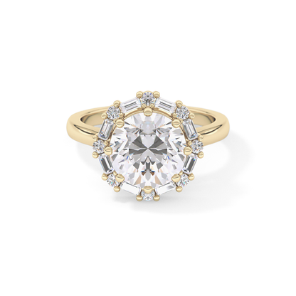 Round Cut 3.16 Carat Moissanite Ring – Halo Setting in Gold