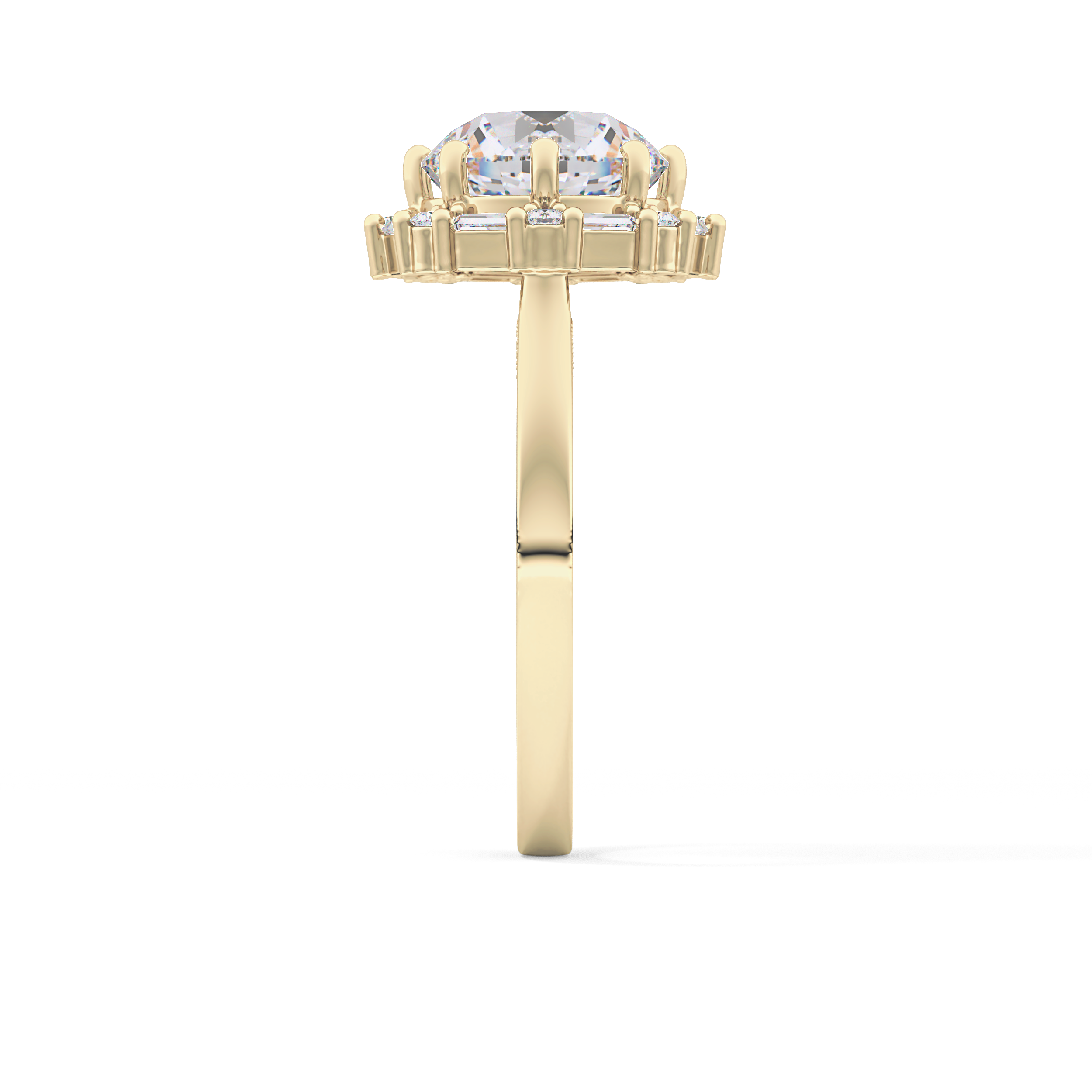 Round Cut 3.16 Carat Moissanite Ring – Halo Setting in Gold