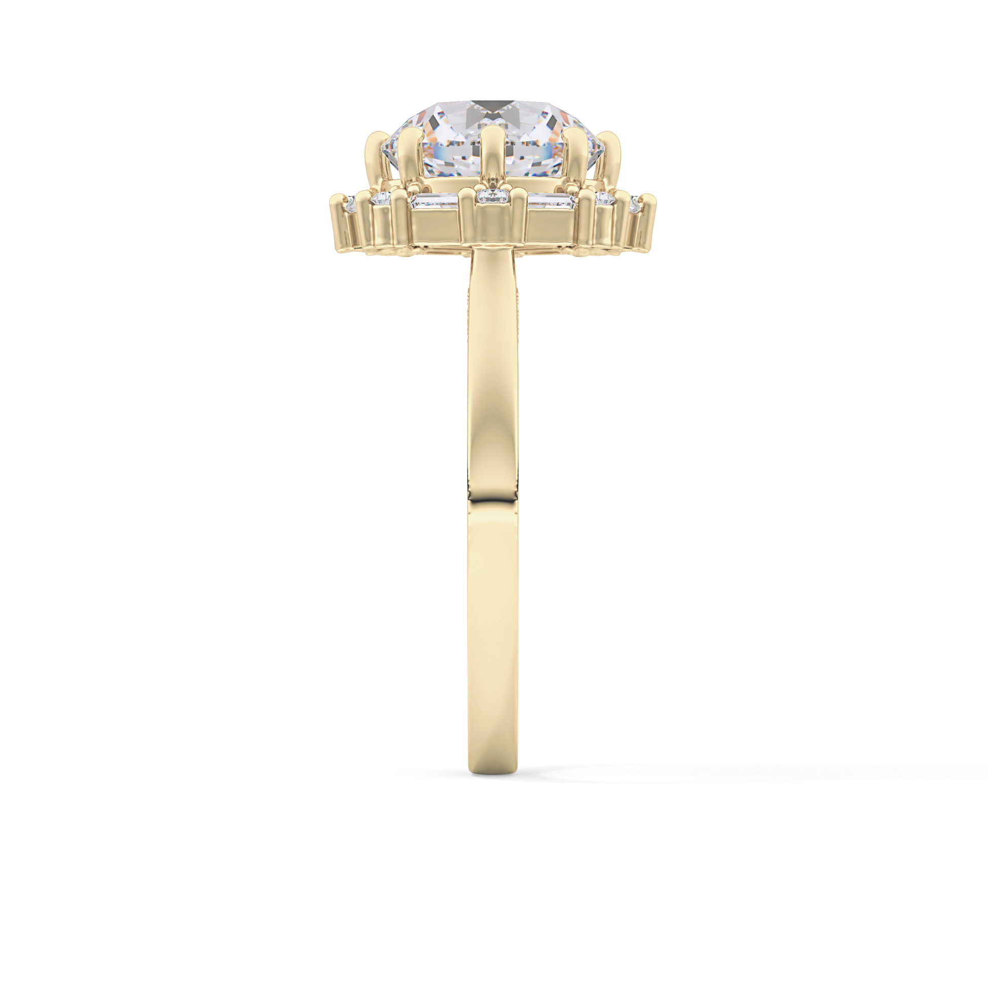 Round Cut 3.16 Carat Moissanite Ring – Halo Setting in Gold