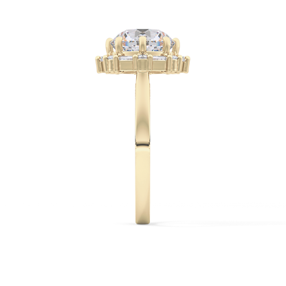 Round Cut 3.16 Carat Moissanite Ring – Halo Setting in Gold