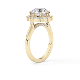 Round Cut 3.16 Carat Moissanite Ring – Halo Setting in Gold