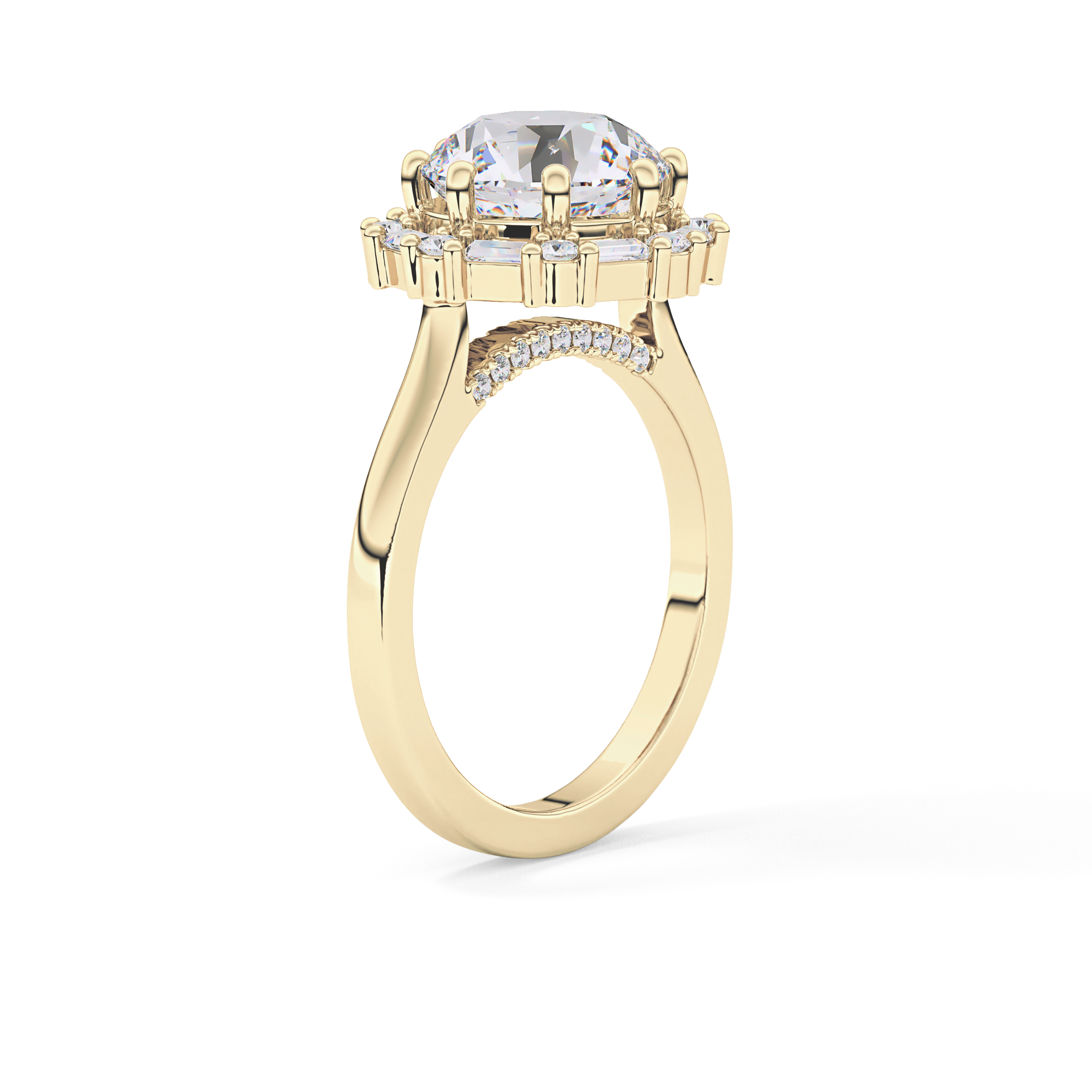 Round Cut 3.16 Carat Moissanite Ring – Halo Setting in Gold