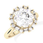 Round Cut 3.16 Carat Moissanite Ring – Halo Setting in Gold