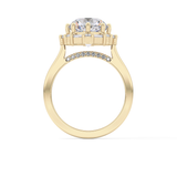 Round Cut 3.16 Carat Moissanite Ring – Halo Setting in Gold