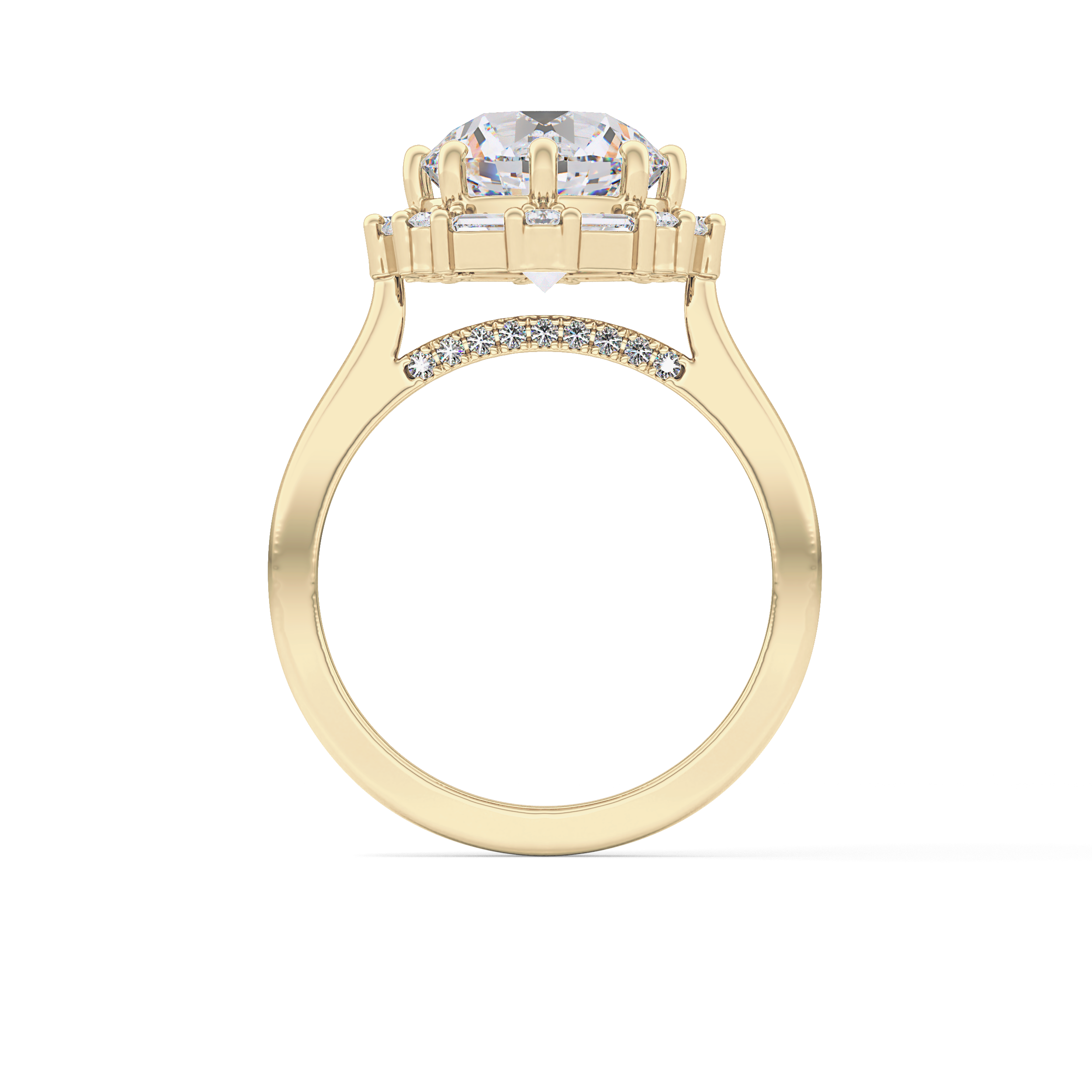 Round Cut 3.16 Carat Moissanite Ring – Halo Setting in Gold