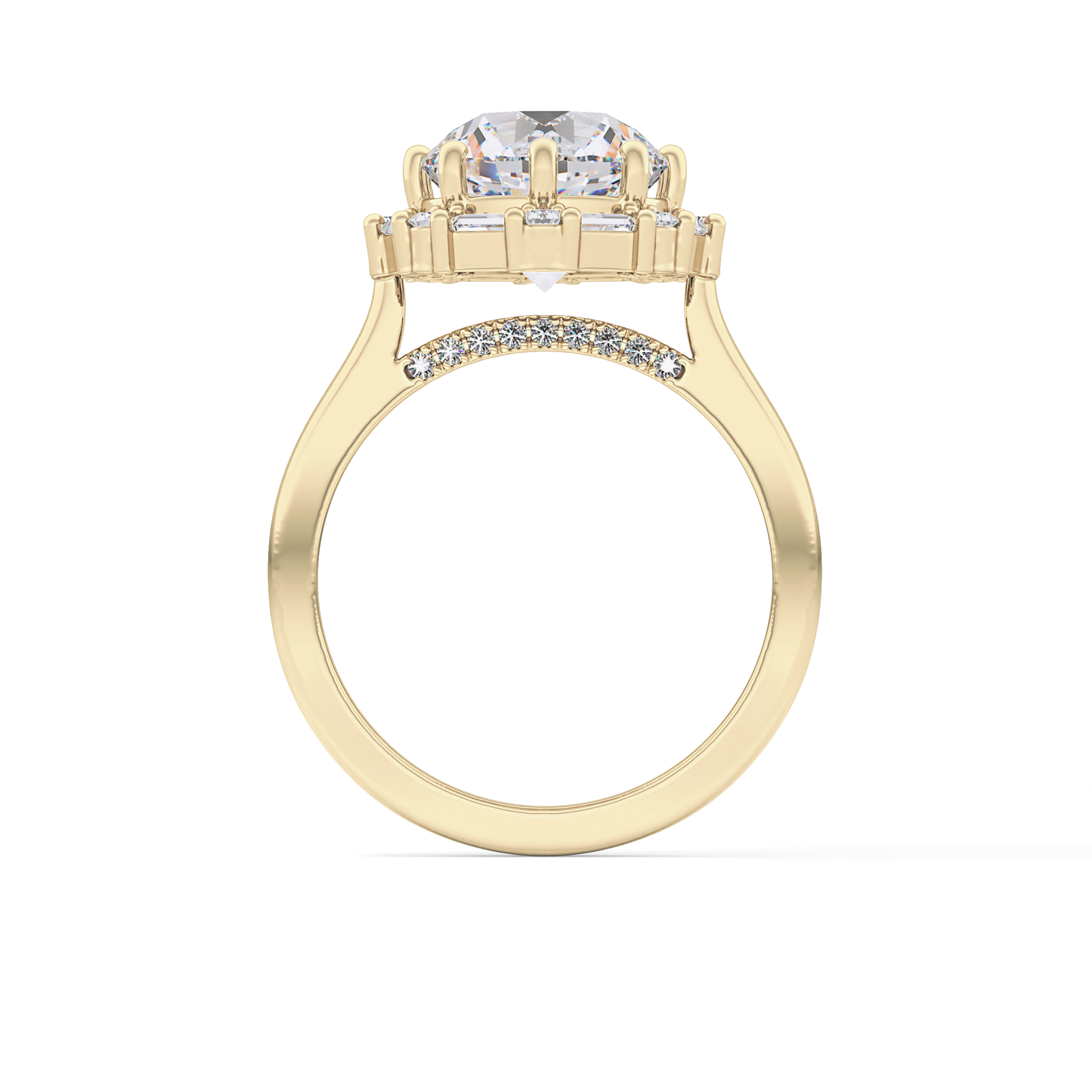 Round Cut 3.16 Carat Moissanite Ring – Halo Setting in Gold