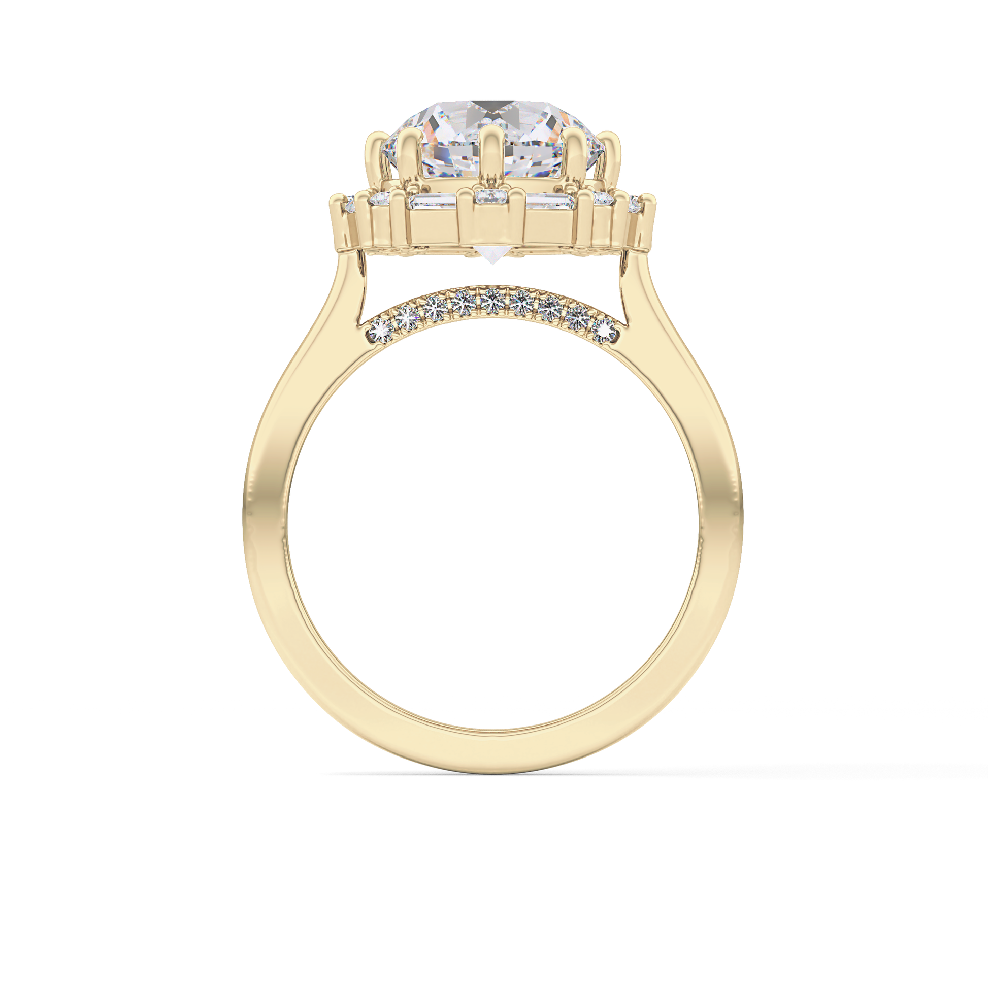 Round Cut 3.16 Carat Moissanite Ring – Halo Setting in Gold