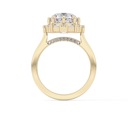 Round Cut 3.16 Carat Moissanite Ring – Halo Setting in Gold