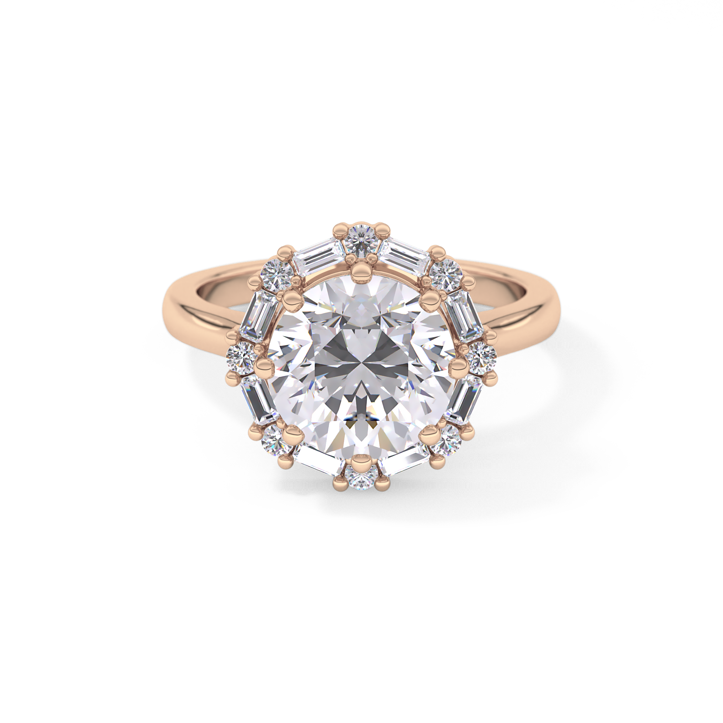 Round Cut 3.16 Carat Moissanite Ring – Halo Setting in Gold