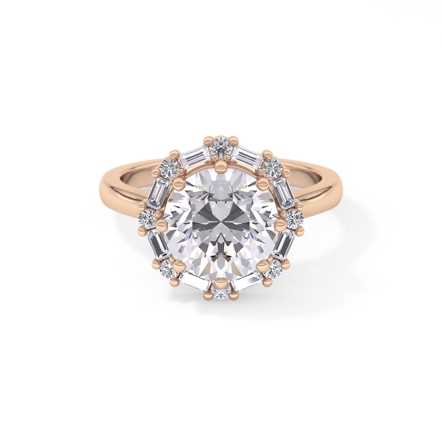 Round Cut 3.16 Carat Moissanite Ring – Halo Setting in Gold
