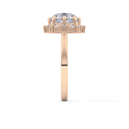 Round Cut 3.16 Carat Moissanite Ring – Halo Setting in Gold