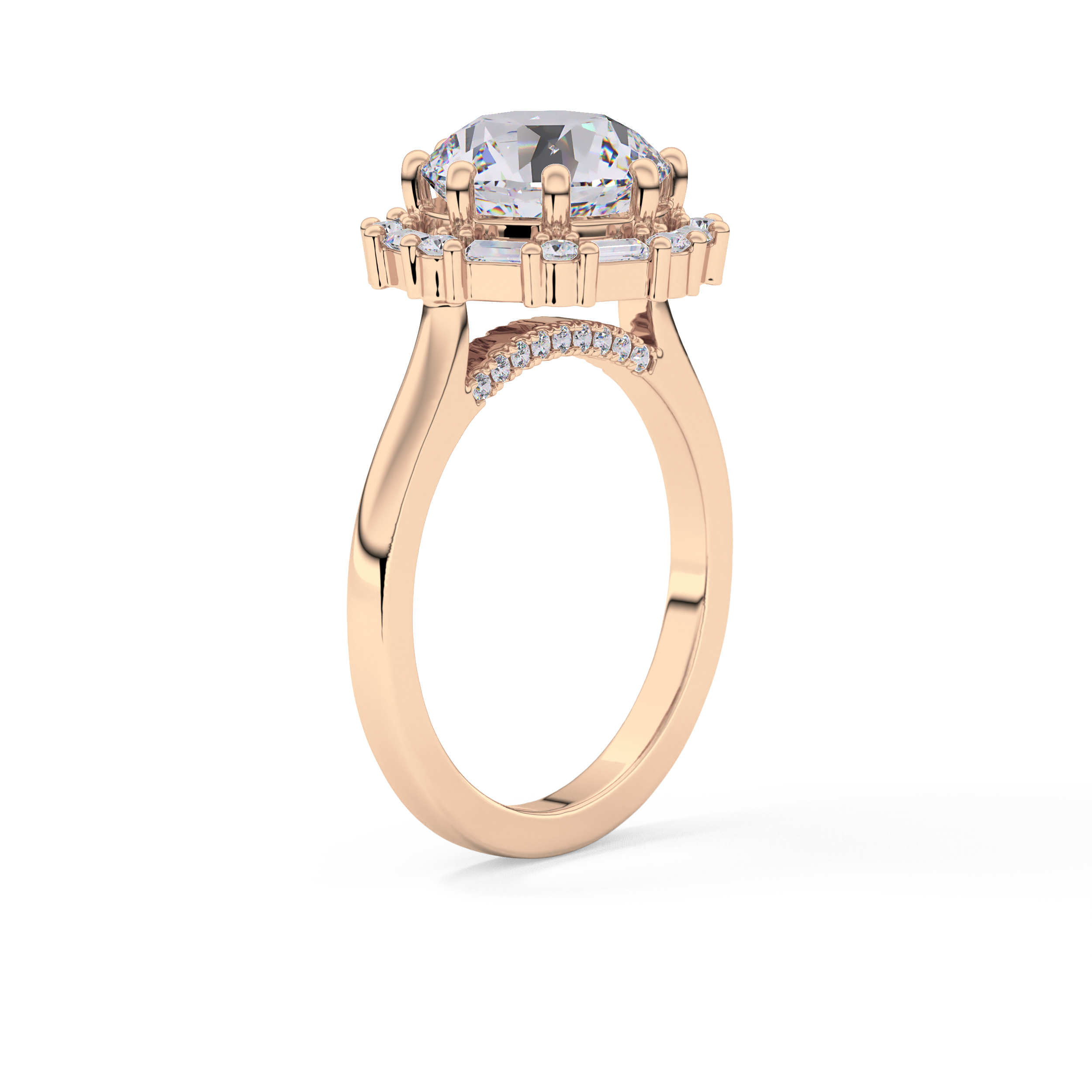 Round Cut 3.16 Carat Moissanite Ring – Halo Setting in Gold