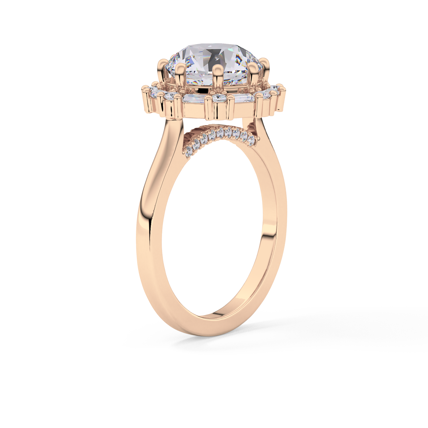 Round Cut 3.16 Carat Moissanite Ring – Halo Setting in Gold