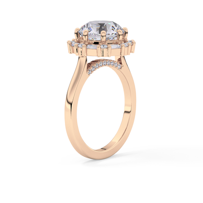 Round Cut 3.16 Carat Moissanite Ring – Halo Setting in Gold