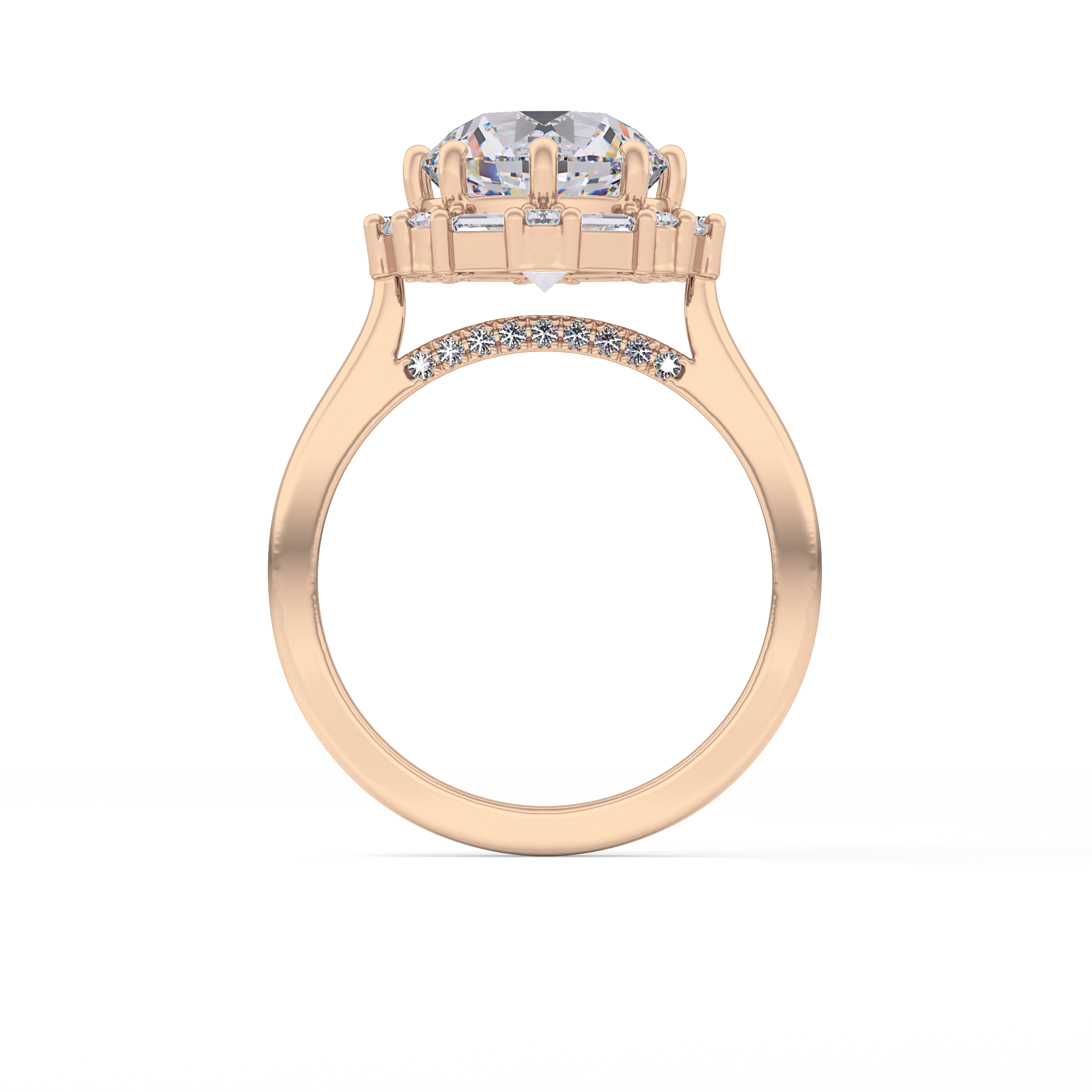 Round Cut 3.16 Carat Moissanite Ring – Halo Setting in Gold