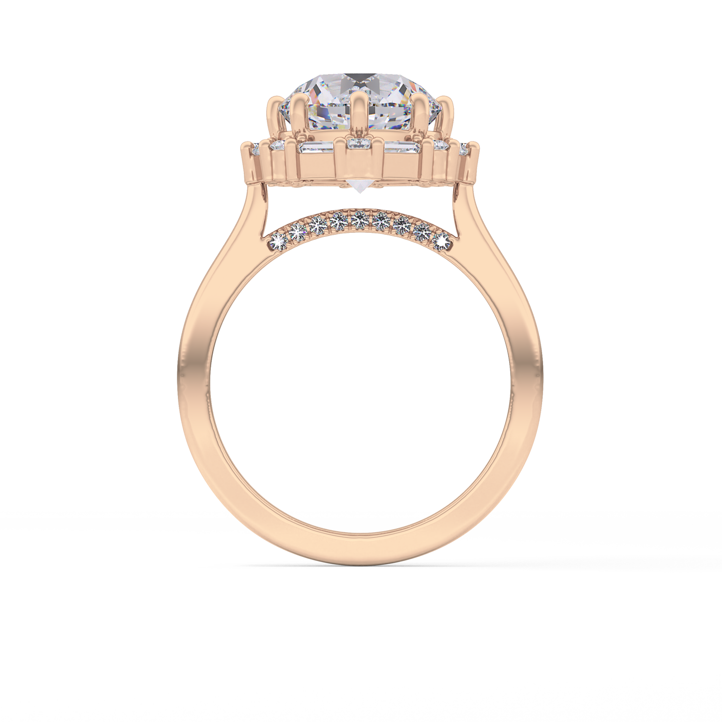 Round Cut 3.16 Carat Moissanite Ring – Halo Setting in Gold