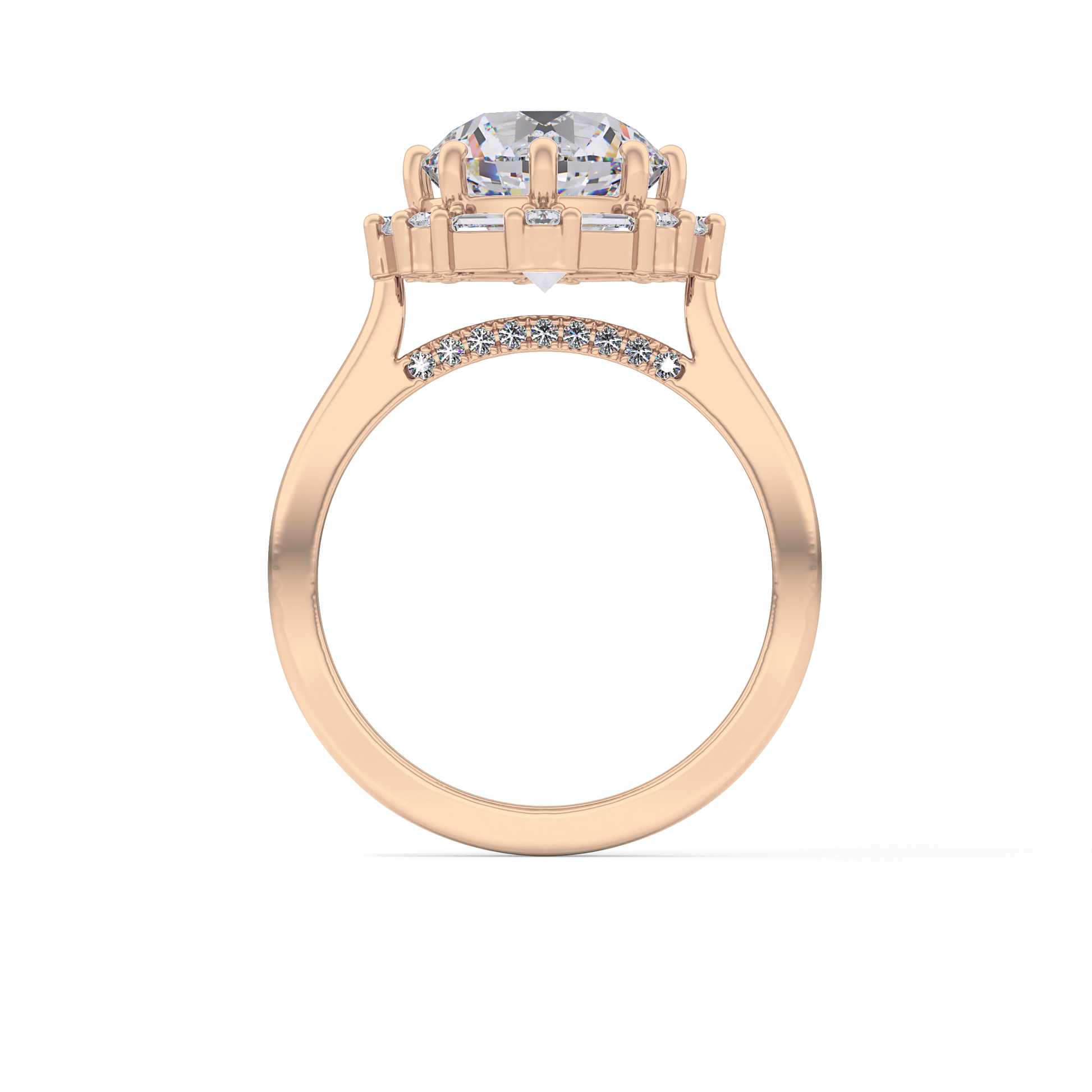 Round Cut 3.16 Carat Moissanite Ring – Halo Setting in Gold