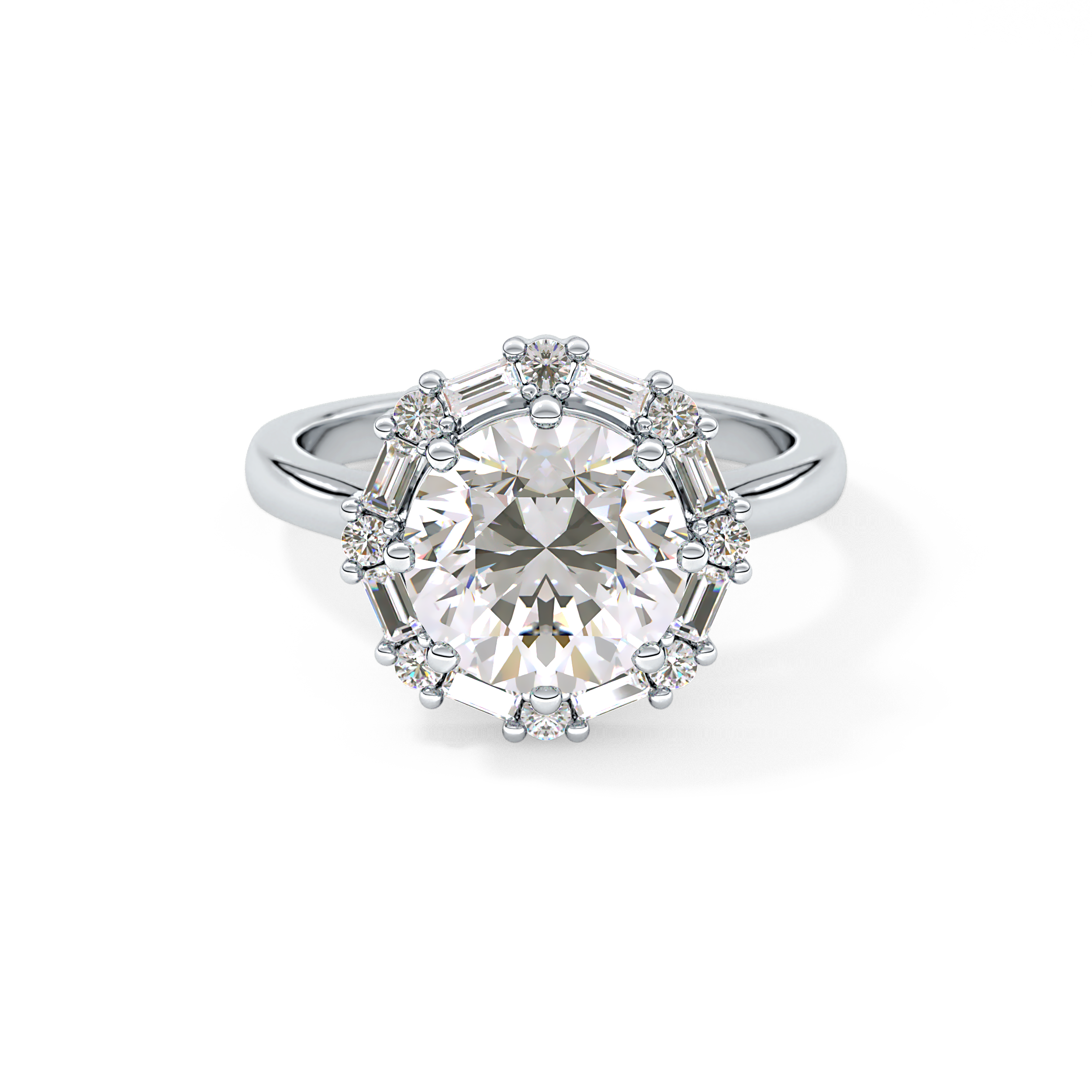 Round Cut 3.16 Carat Moissanite Ring – Halo Setting in Gold