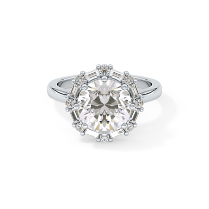 Round Cut 3.16 Carat Moissanite Ring – Halo Setting in Gold