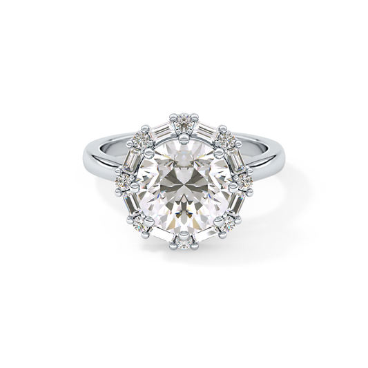 Round Cut 3.16 Carat Moissanite Ring – Halo Setting in Gold