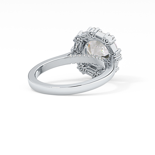 Round Cut 3.16 Carat Moissanite Ring – Halo Setting in Gold