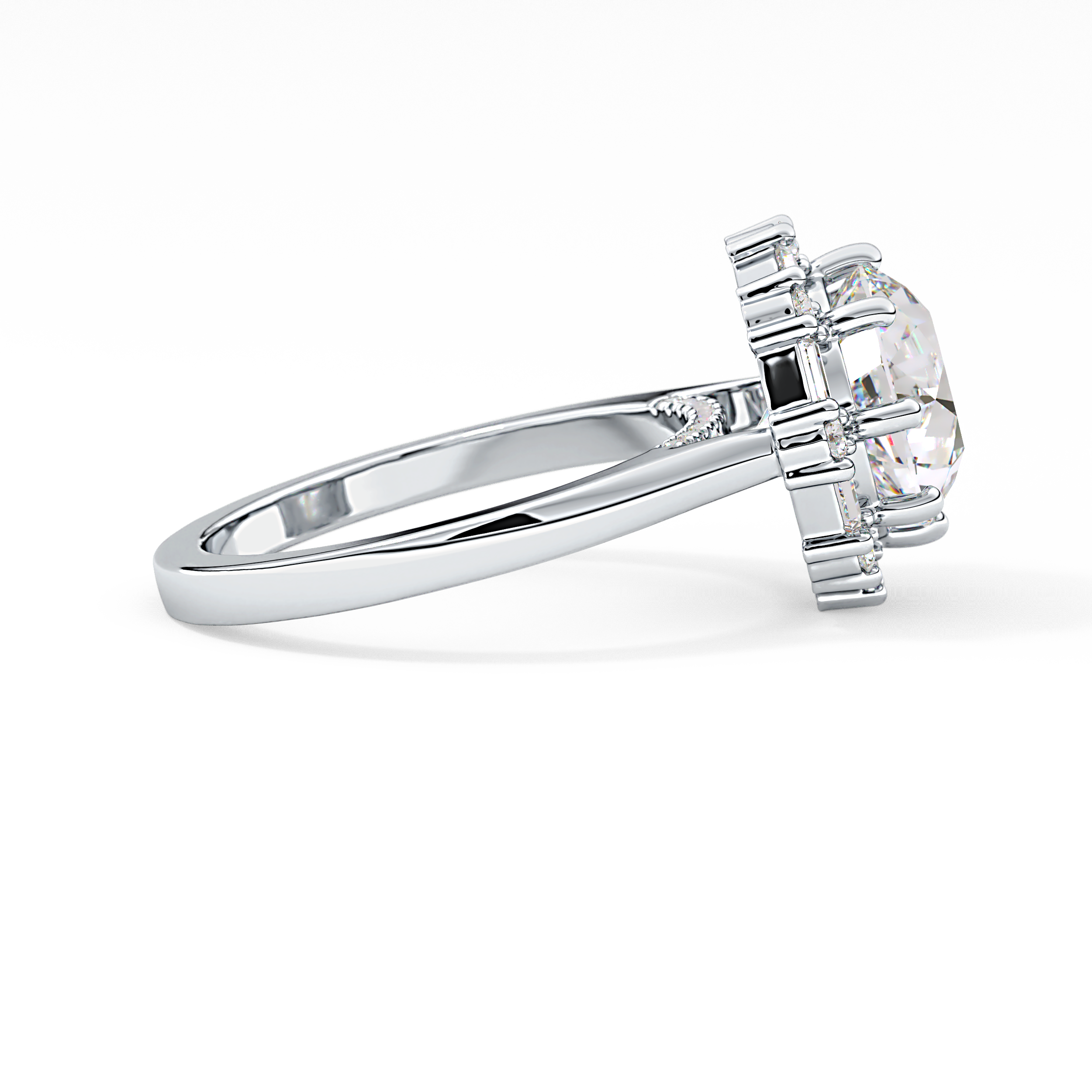 Round Cut 3.16 Carat Moissanite Ring – Halo Setting in Gold