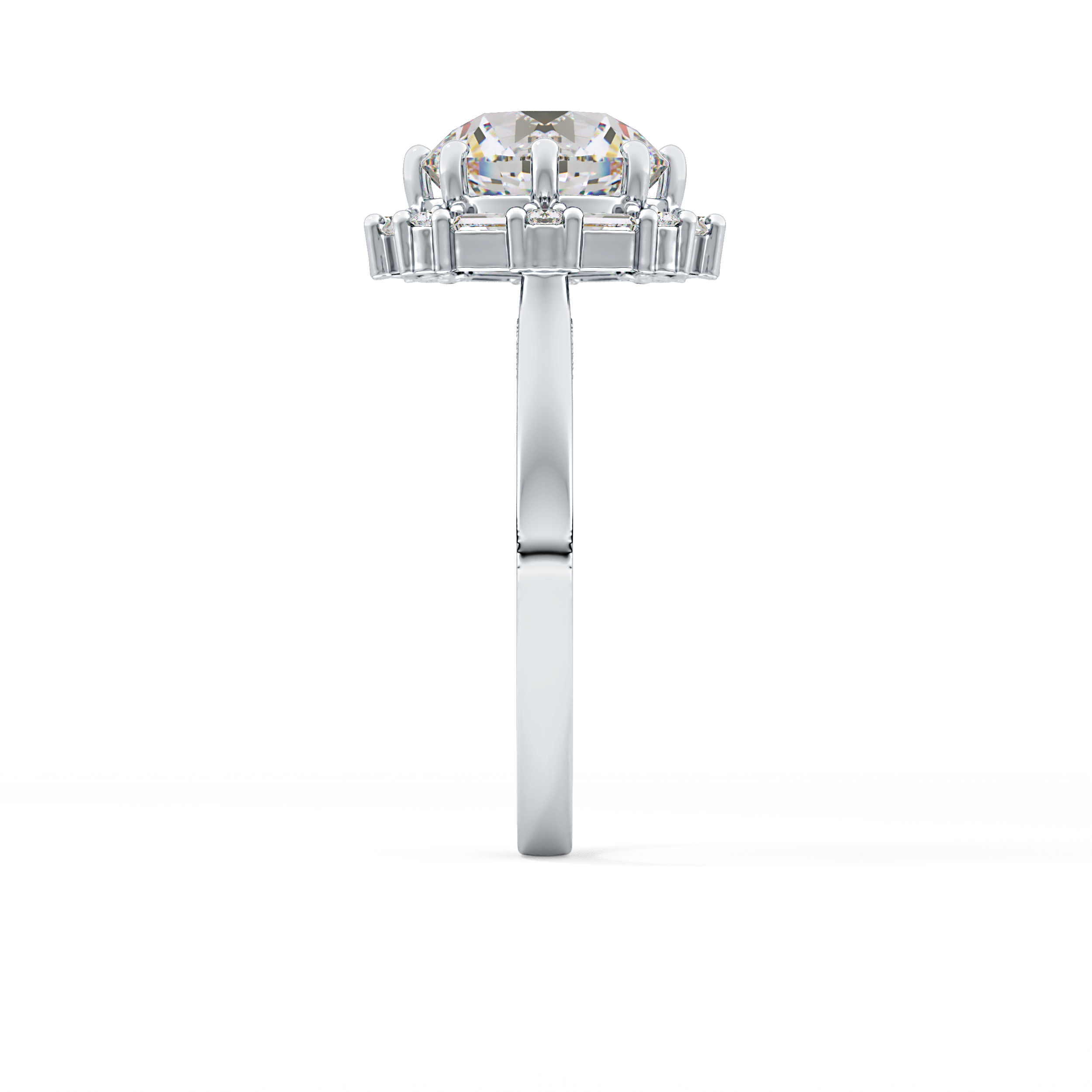 Round Cut 3.16 Carat Moissanite Ring – Halo Setting in Gold