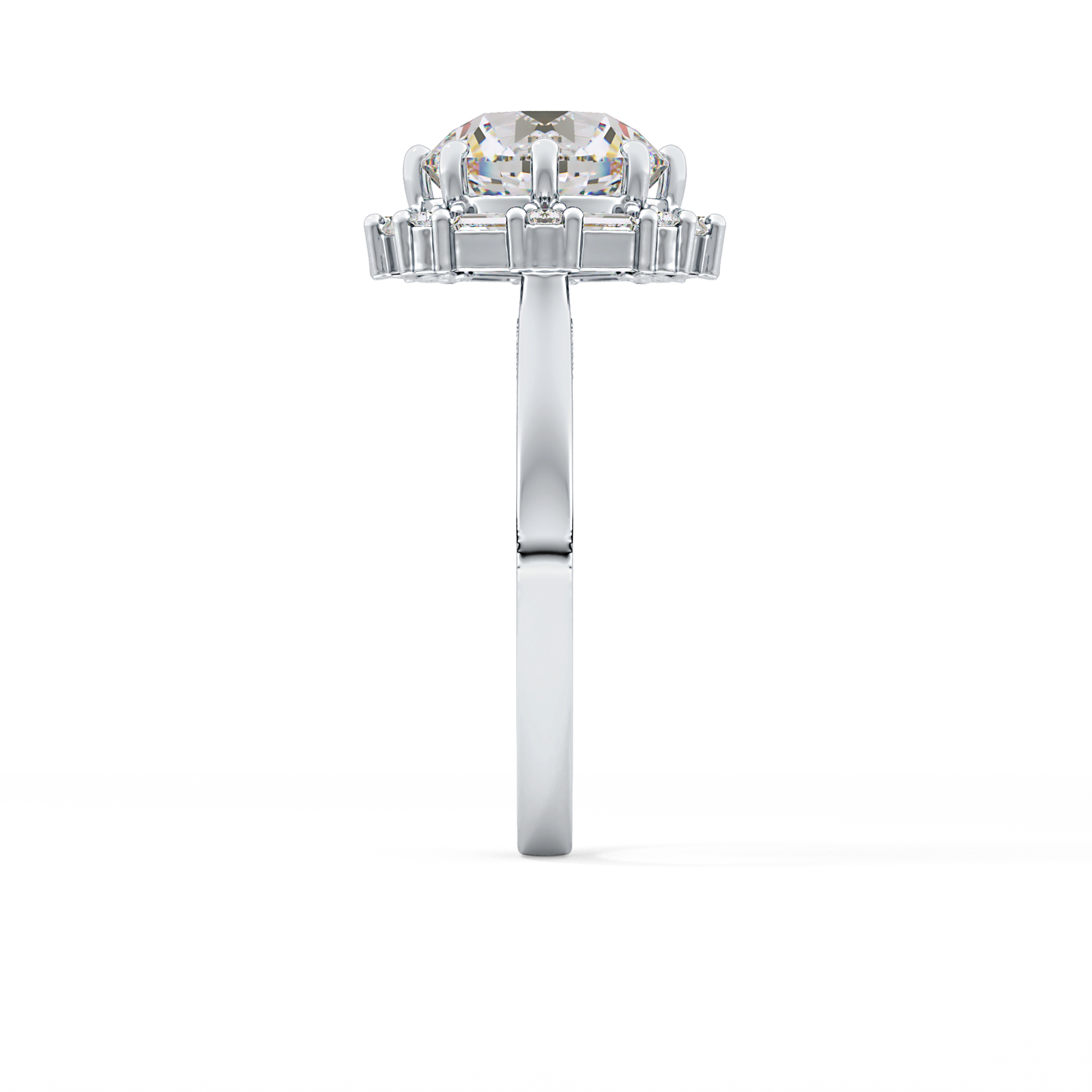 Round Cut 3.16 Carat Moissanite Ring – Halo Setting in Gold