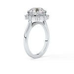 Round Cut 3.16 Carat Moissanite Ring – Halo Setting in Gold