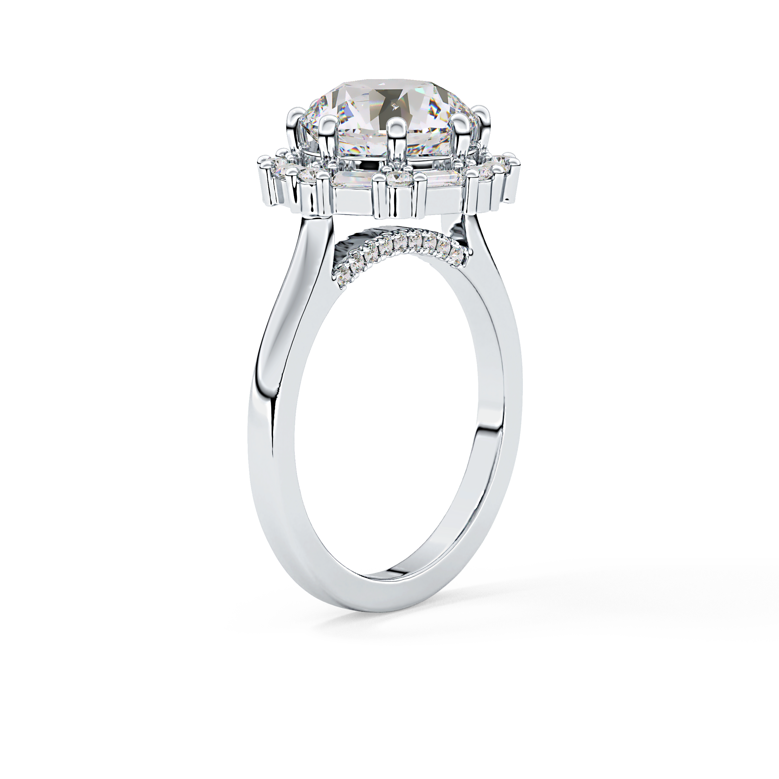 Round Cut 3.16 Carat Moissanite Ring – Halo Setting in Gold