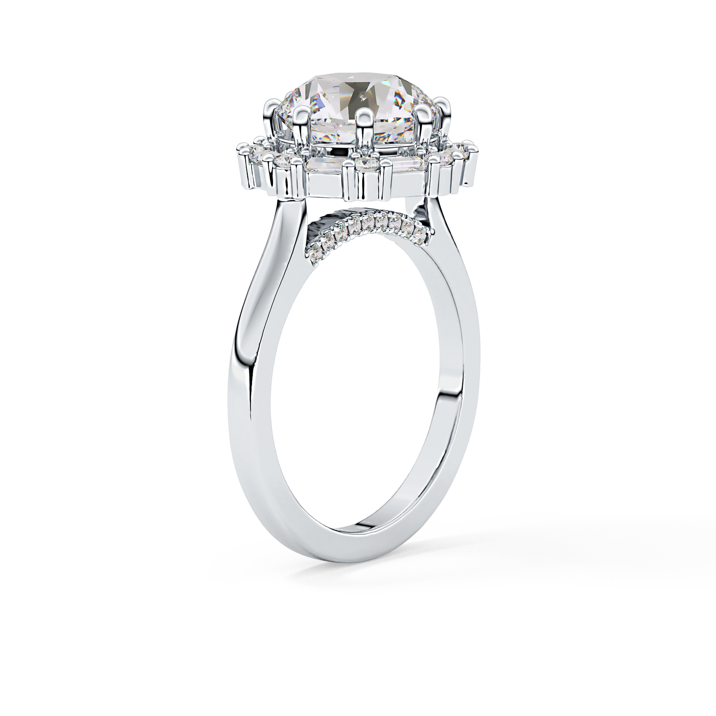 Round Cut 3.16 Carat Moissanite Ring – Halo Setting in Gold