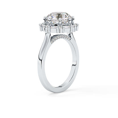 Round Cut 3.16 Carat Moissanite Ring – Halo Setting in Gold