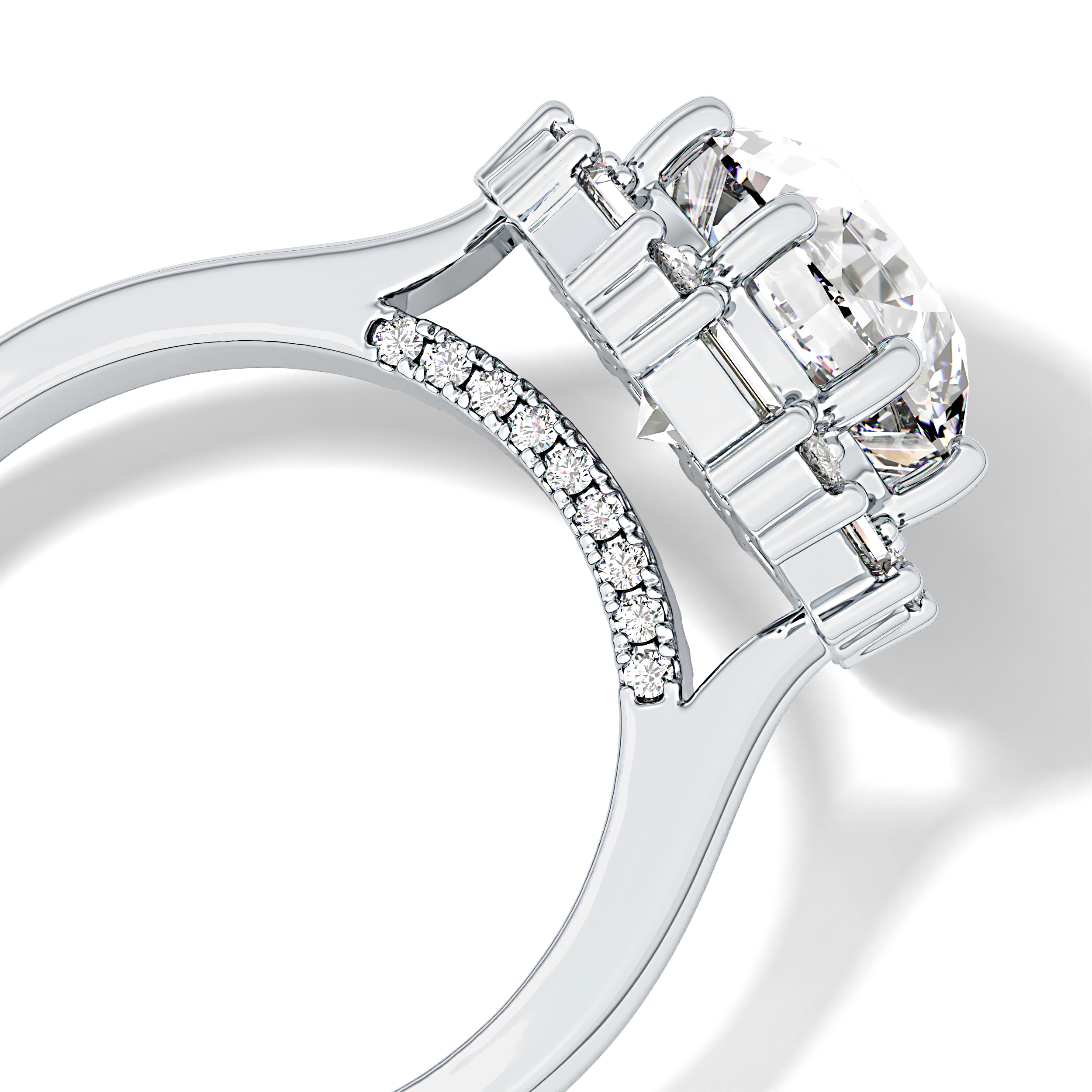 Round Cut 3.16 Carat Moissanite Ring – Halo Setting in Gold