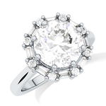 Round Cut 3.16 Carat Moissanite Ring – Halo Setting in Gold