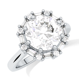 Round Cut 3.16 Carat Moissanite Ring – Halo Setting in Gold