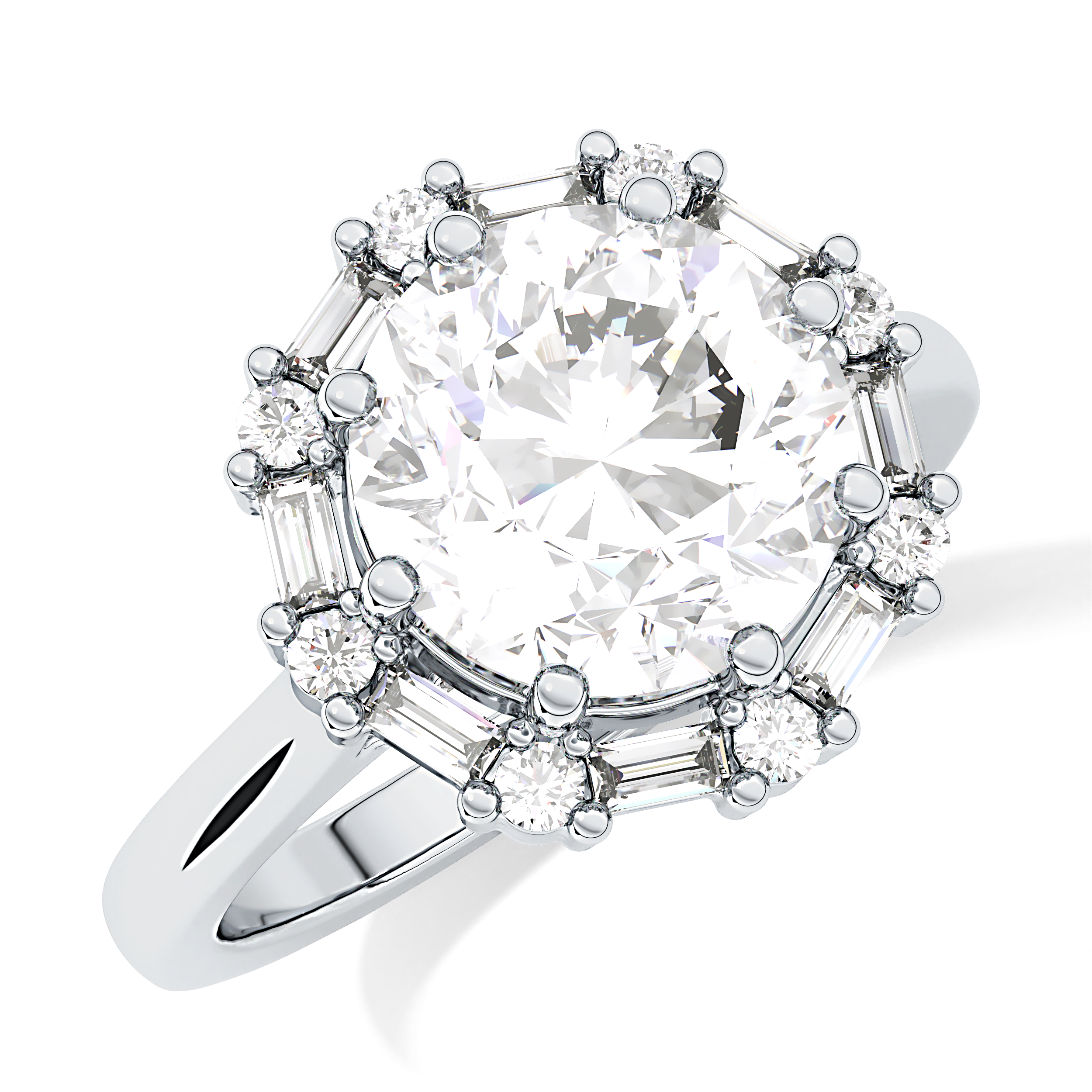 Round Cut 3.16 Carat Moissanite Ring – Halo Setting in Gold